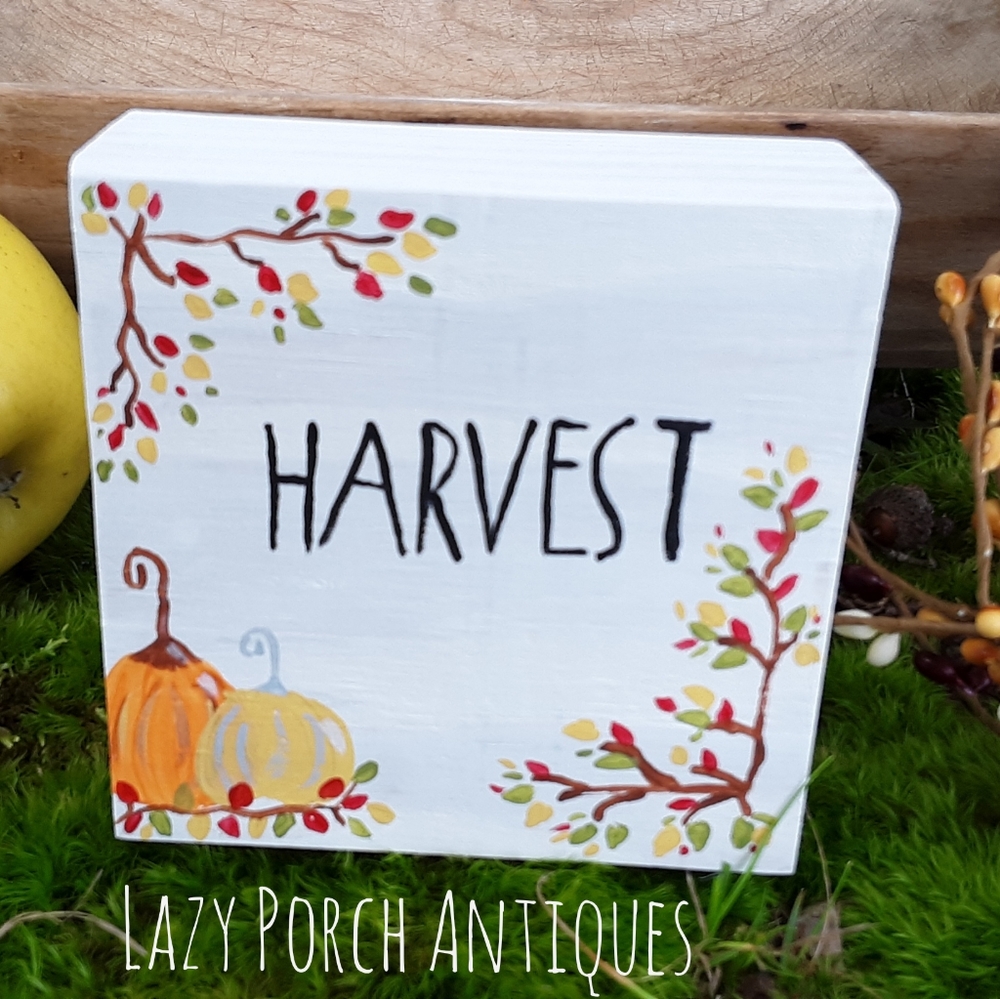 HARVEST Pumpkins & Leaves Fall Wood Decor